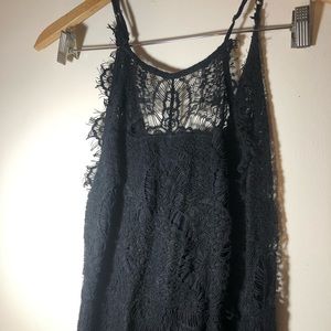 Black Asymmetrical Lace Flapper Dress